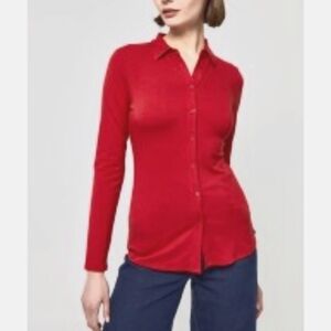 Vintage Drk Red Forever 21 Sparkly Shirt Button Down Ling Sleeves Sz. S